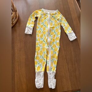 Little Sleepies Yellow Lemon Print Kids Footie